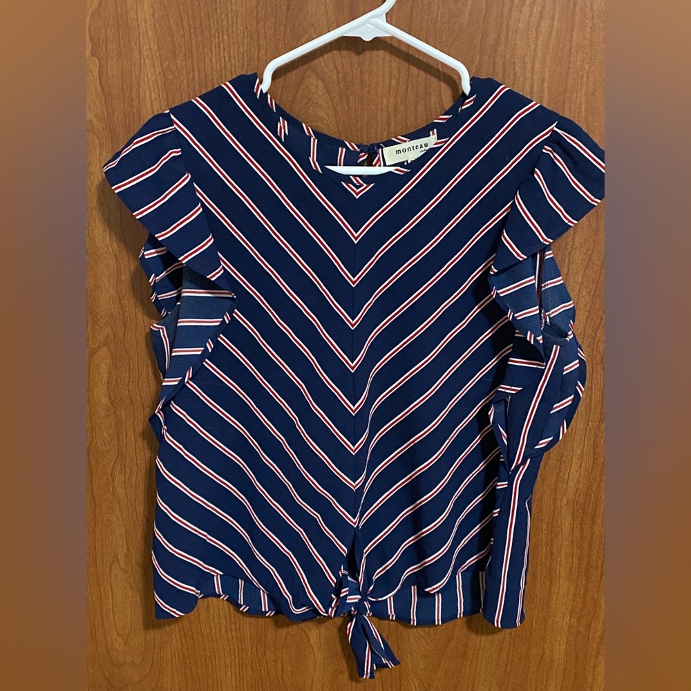 Chic, business casual striped blouse.